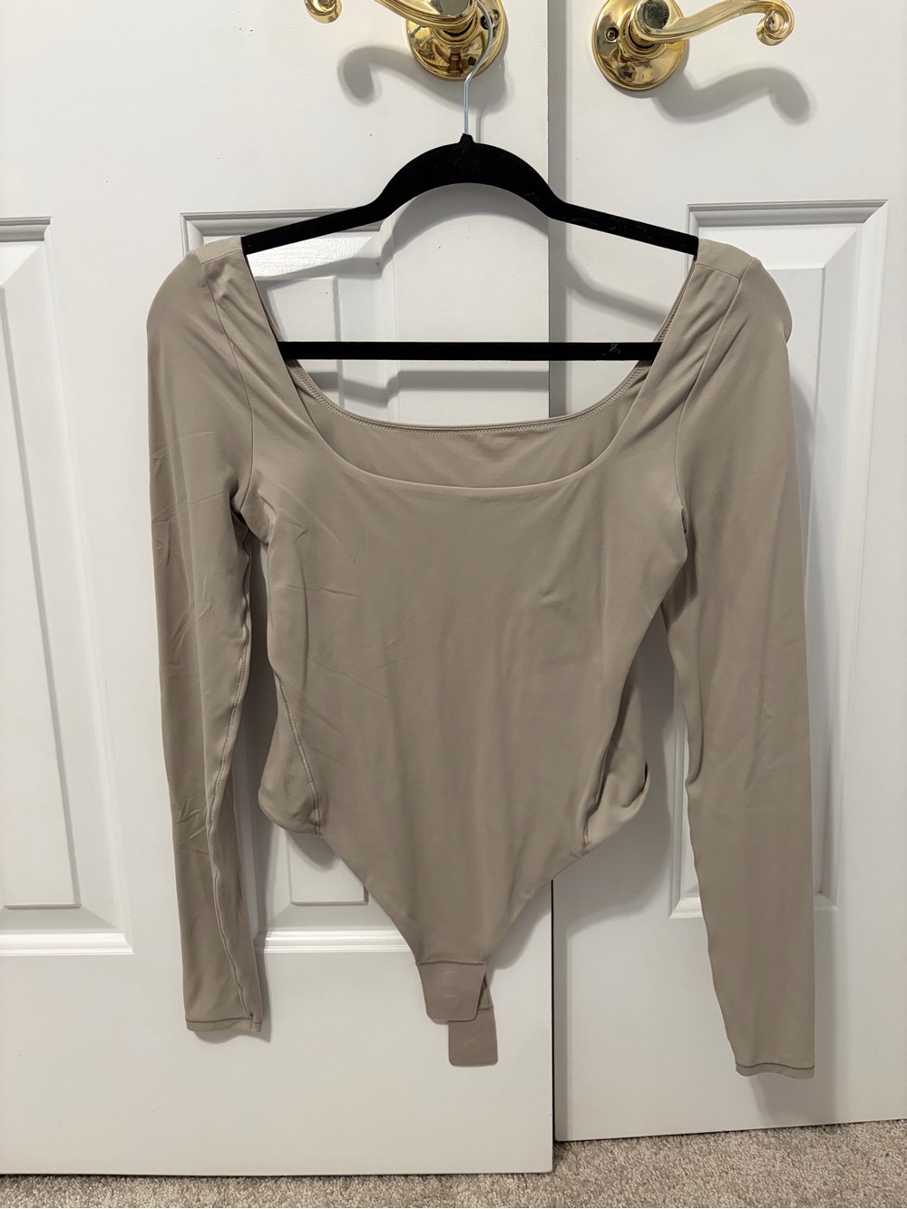 lululemon athletica Long-Sleeve Scoop-Neck Bodysuit in Taupe